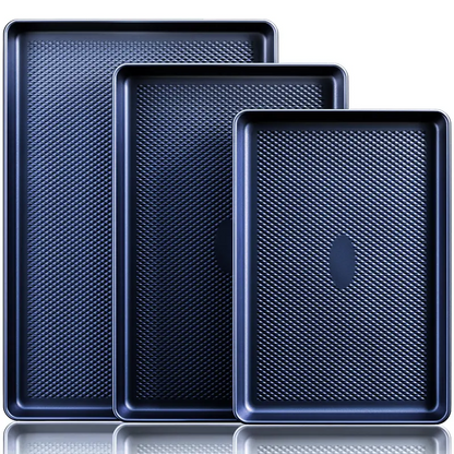 Non-Stick Baking Pan Set of 3, Teflon-Free Heavy Duty Bakeware with Diamond Texture Surface