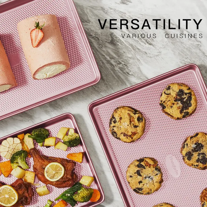 Non-Stick Baking Pan Set of 3, Teflon-Free Heavy Duty Bakeware with Diamond Texture Surface