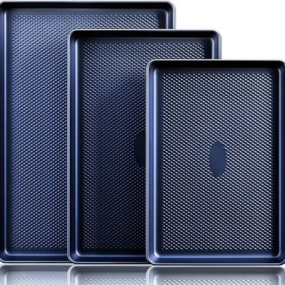 Non-Stick Baking Pan Set of 3, Teflon-Free Heavy Duty Bakeware with Diamond Texture Surface