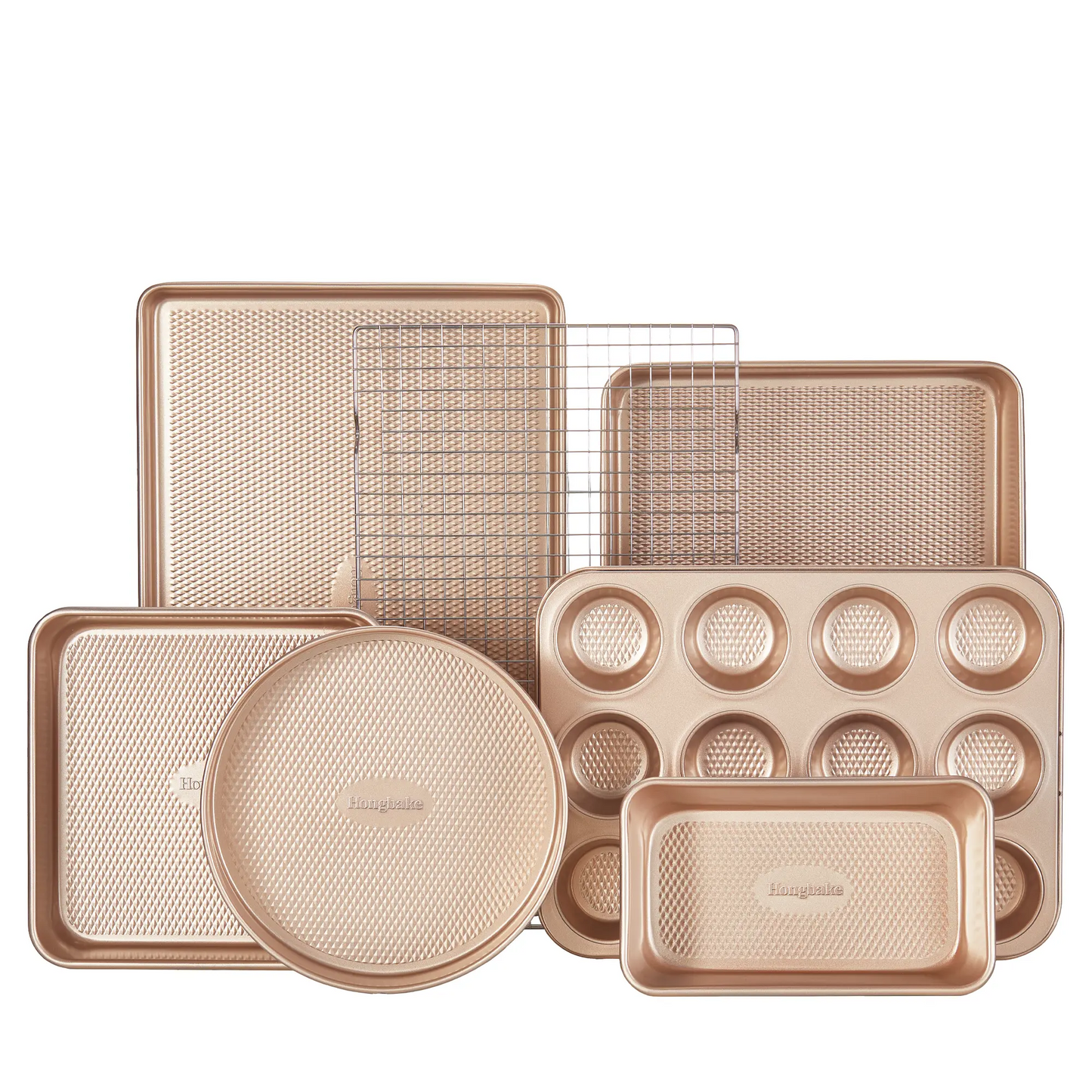 Non-Stick Baking Pan Set of 3, Teflon-Free Heavy Duty Bakeware with Diamond Texture Surface