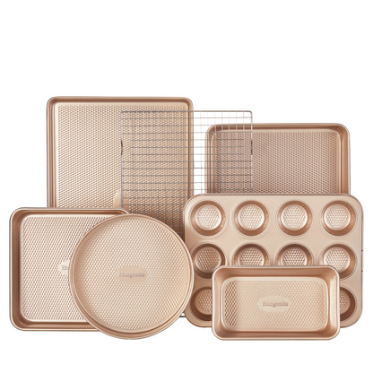 Non-Stick Baking Pan Set of 3, Teflon-Free Heavy Duty Bakeware with Diamond Texture Surface