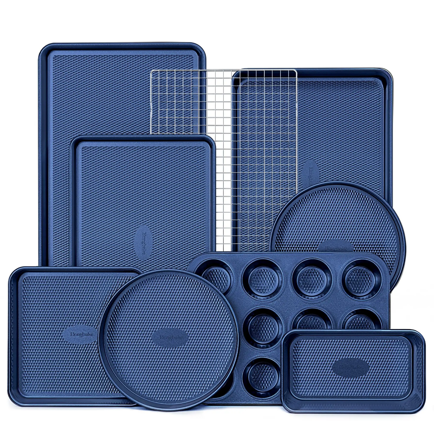 Non-Stick Baking Pan Set of 3, Teflon-Free Heavy Duty Bakeware with Diamond Texture Surface